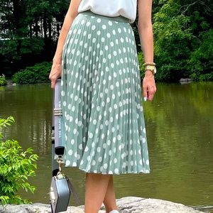 MANGO Polka Dot Pleated Skirt